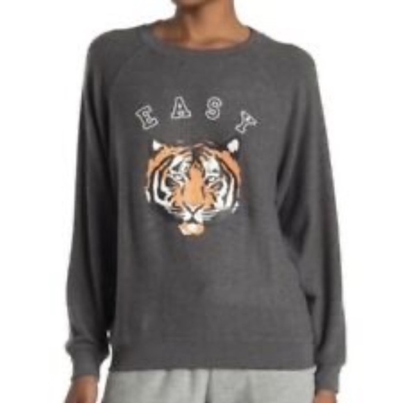 Wildfox Tops - NWT Wildfox Easy Tiger Graphic Size M Gray Sweatshirt